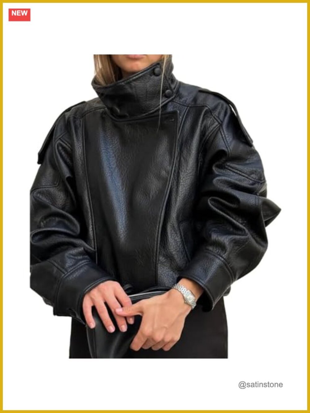 Faux Leather Jacket Casual Fall Zip Up Racer Varsity Motor Biker Coat Outwear